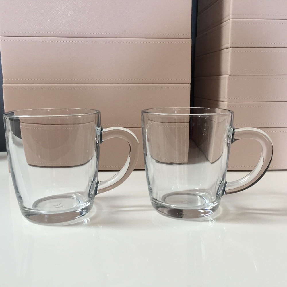 MCM Minimal Clear Glass Heavy Coffee Cups Set of 2